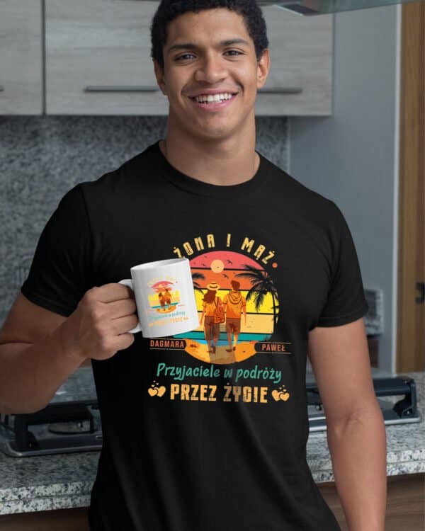 TLSET1246 Tshirt Mug3 Zestaw Koszulka i Kubek dla Par Personalizowany Żona i Mąż