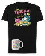 Zestaw Koszulka i Kubek Tequila tańsza niż terapia Zabawny Śmieszny