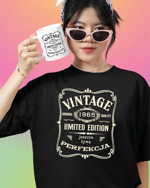 TLSET1284 Tshirt Mug2 Zestaw Koszulka i Kubek na Urodziny z własnym rokiem Personalizowany