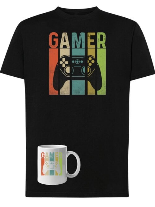 TLSET1286 Tshirt Mug Zestaw Koszulka i Kubek Gamer dla Gracza z padem do konsoli