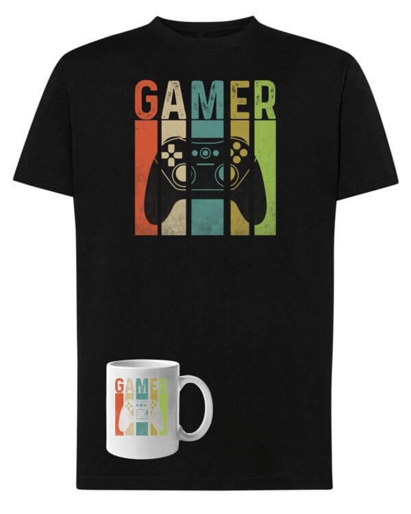 TLSET1286 Tshirt Mug Zestaw Koszulka i Kubek Gamer dla Gracza z padem do konsoli