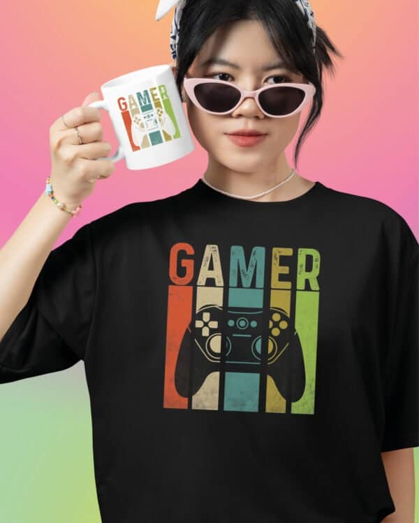 TLSET1286 Tshirt Mug2 Zestaw Koszulka i Kubek Gamer dla Gracza z padem do konsoli
