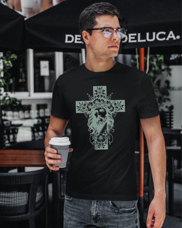 TL1436 Tshirt Hoodie Sweater SIM9 Koszulka Jezus Krzyż Wiara Kwiaty