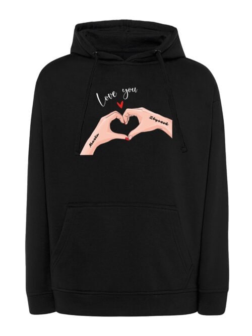 TL1439 Tshirt Hoodie Sweater SIM10 Bluza z kapturem dla Par Personalizowana Walentynki Love You