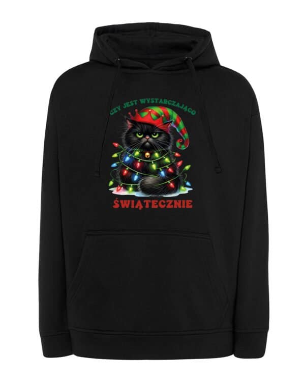 TL1457 Tshirt Hoodie Sweater SIM10 Bluza z kapturem Świąteczna Boże Narodzenie Śmieszny Kot