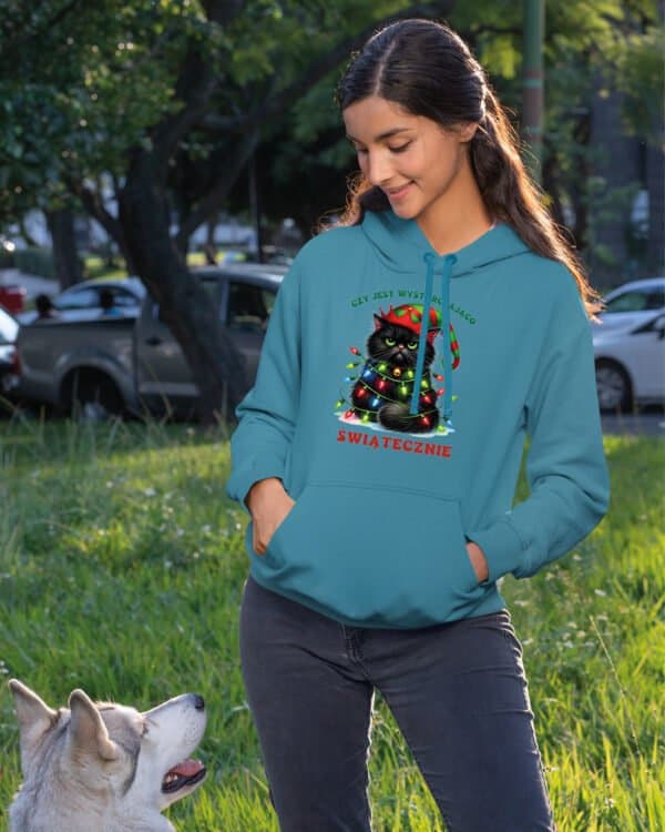 TL1457 Tshirt Hoodie Sweater SIM17 Bluza z kapturem Świąteczna <br>Boże Narodzenie Śmieszny Kot