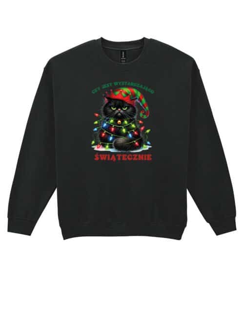 TL1457 Tshirt Hoodie Sweater SIM19 Bluza bez kaptura Świąteczna Boże Narodzenie Śmieszny Kot