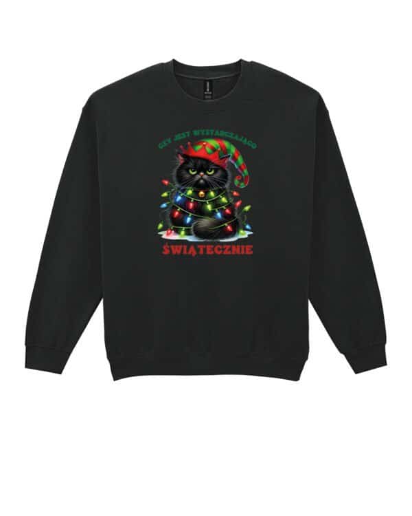 TL1457 Tshirt Hoodie Sweater SIM19 Bluza bez kaptura Świąteczna Boże Narodzenie Śmieszny Kot