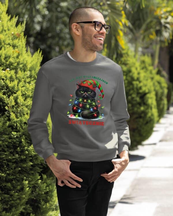 TL1457 Tshirt Hoodie Sweater SIM24 Bluza bez kaptura Świąteczna <br>Boże Narodzenie Śmieszny Kot