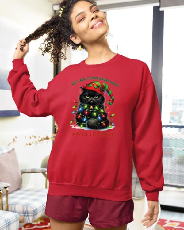 TL1457 Tshirt Hoodie Sweater SIM26 Bluza bez kaptura Świąteczna <br>Boże Narodzenie Śmieszny Kot