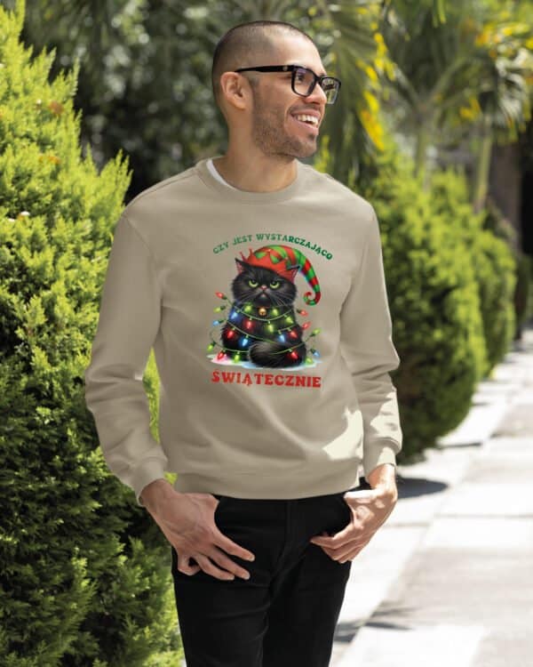 TL1457 Tshirt Hoodie Sweater SIM30 Bluza bez kaptura Świąteczna <br>Boże Narodzenie Śmieszny Kot