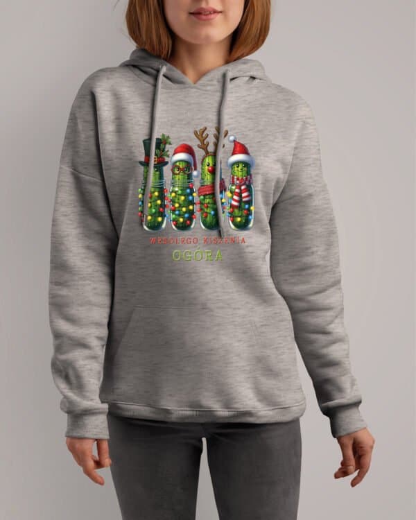 TL1458 Tshirt Hoodie Sweater SIM14 Bluza z kapturem Świąteczna <br>Boże Narodzenie Śmieszna Ogórek