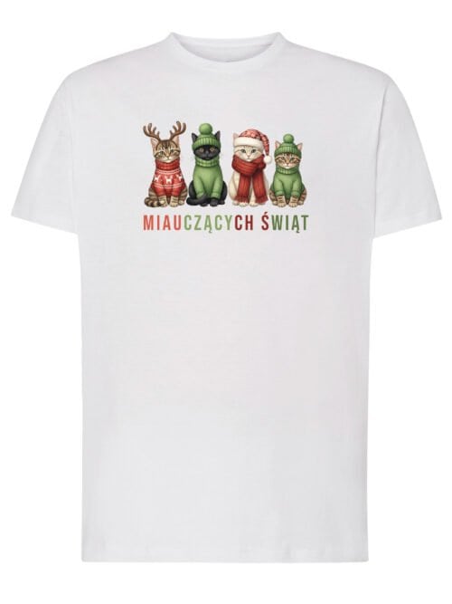 TL1466 Tshirt Hoodie Sweater SIM Koszulka Świąteczna Kotki Wesołych Świąt