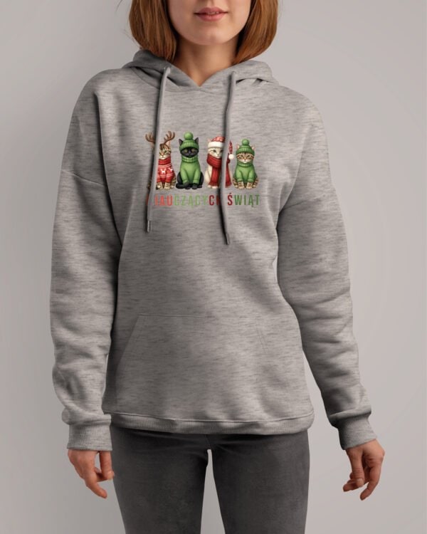 TL1466 Tshirt Hoodie Sweater SIM14 Bluza z kapturem Świąteczna <br>Kotki Wesołych Świąt
