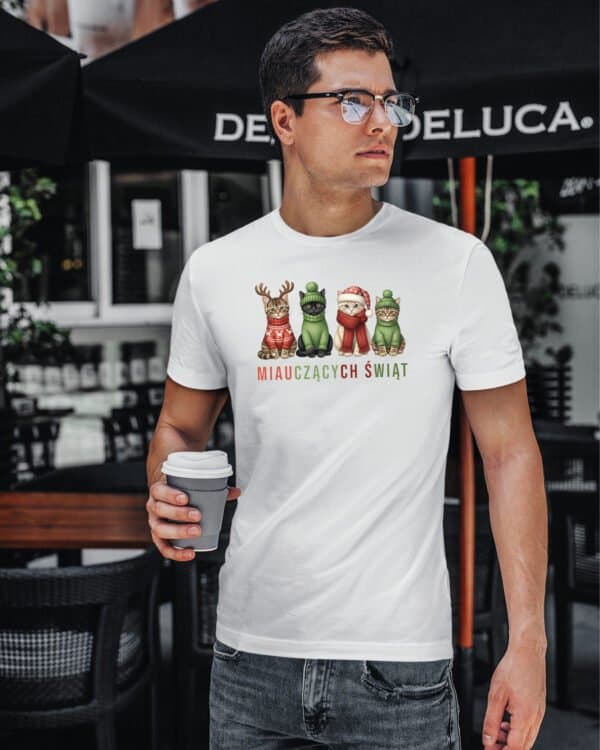 TL1466 Tshirt Hoodie Sweater SIM3 Koszulka Świąteczna Kotki Wesołych Świąt