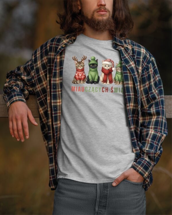 TL1466 Tshirt Hoodie Sweater SIM6 Koszulka Świąteczna Kotki Wesołych Świąt
