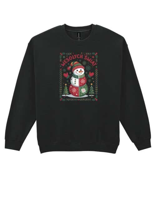 TL1469 Tshirt Hoodie Sweater SIM19 Bluza bez kaptura Świąteczna Wesołych Świąt Bałwanek