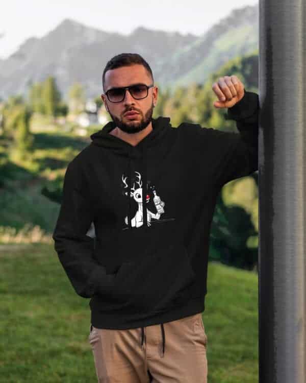 1562 (19) Bluza z kapturem <br>Święta Rudolf Pijak Śmieszna Drink