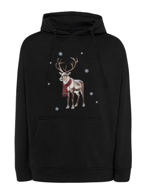 1565 (10) Bluza z kapturem Święta Renifer z szalikiem Zima