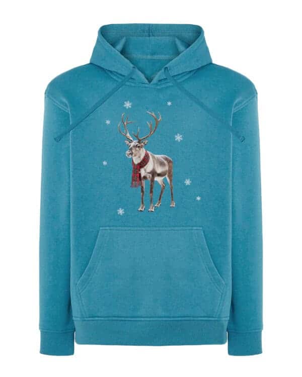 1565 (16) Bluza z kapturem <br>Święta Renifer z szalikiem Zima