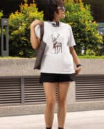 1565 (2) Koszulka Święta Renifer z szalikiem Zima