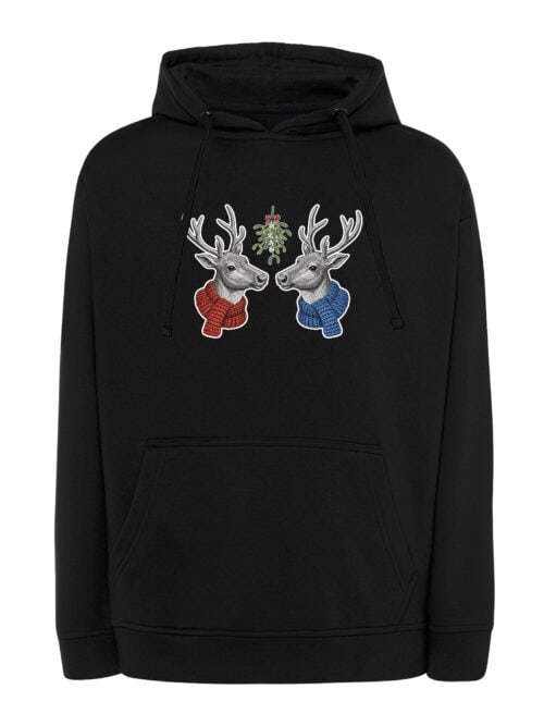 1569 (10) Bluza z kapturem Święta Jemioła Renifery Pocałunek