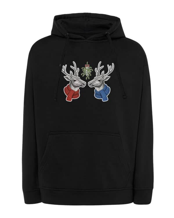 1569 (10) Bluza z kapturem Święta Jemioła Renifery Pocałunek