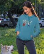 1569 (17) Bluza z kapturem <br>Święta Jemioła Renifery Pocałunek