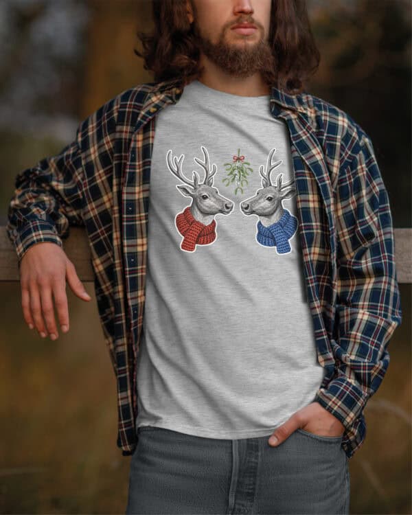 1569 (6) Koszulka Święta Jemioła Renifery Pocałunek