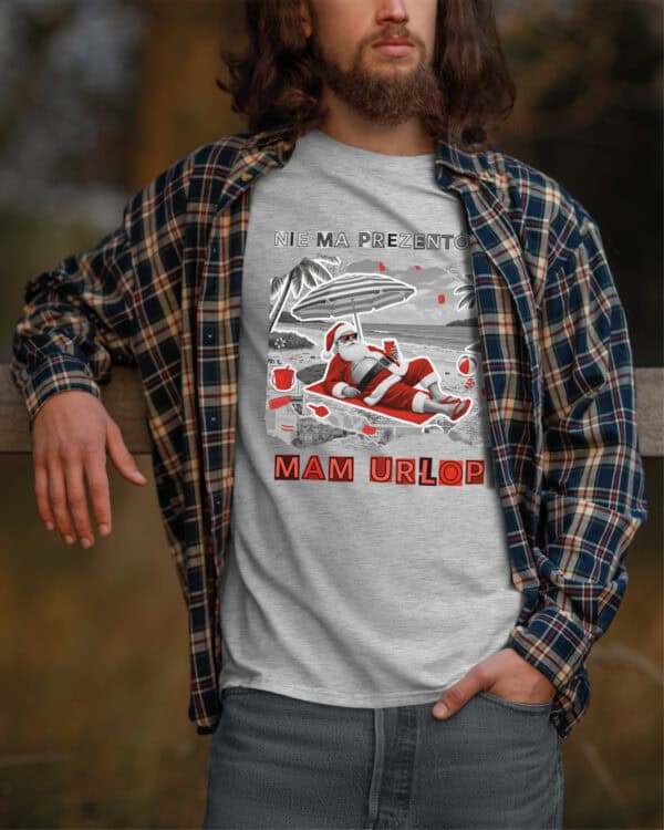 1571 (6) Koszulka Święty Mikołaj na Wakacjach Urlop