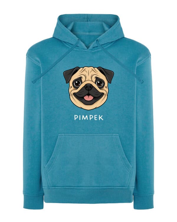 TL HO SIM 1502 (13) Bluza z kapturem <br>Mops Personalizowana Pupil Pies