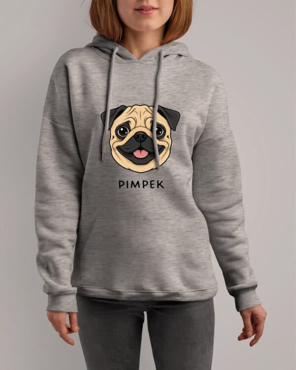 TL HO SIM 1502 (2) Bluza z kapturem <br>Mops Personalizowana Pupil Pies