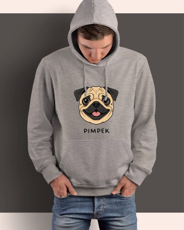 TL HO SIM 1502 (3) Bluza z kapturem <br>Mops Personalizowana Pupil Pies