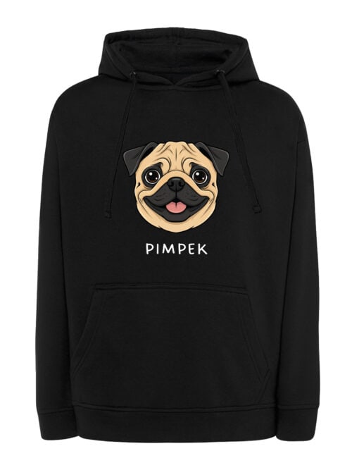 TL HO SIM 1502 (7) Bluza z kapturem Mops Personalizowana Pupil Pies