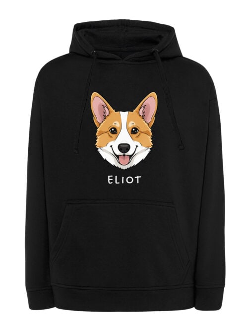 TL HO SIM 1504 (7) Bluza z kapturem Corgi Personalizowana Pupil Pies