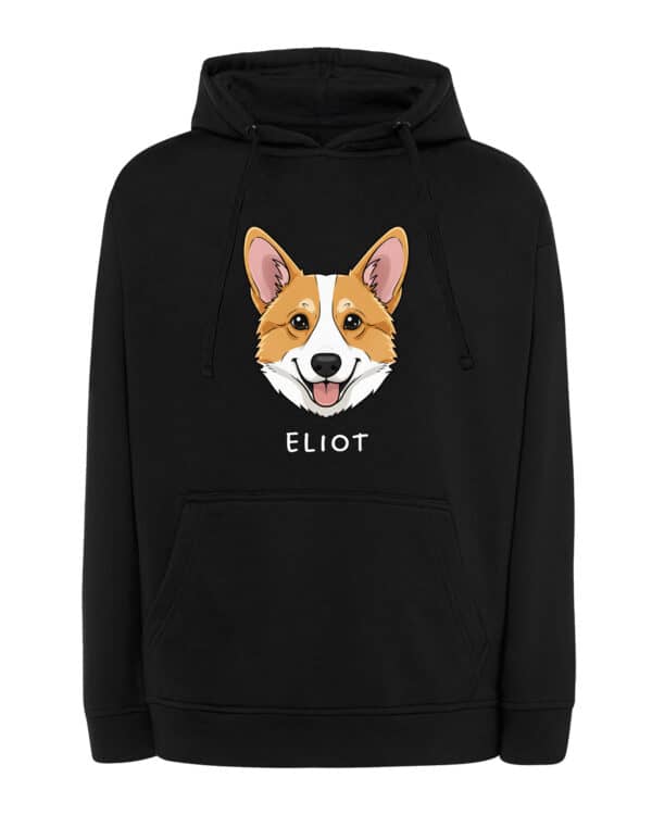TL HO SIM 1504 (7) Bluza z kapturem Corgi Personalizowana Pupil Pies