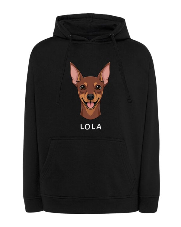 TL HO SIM 1507 (7) Bluza z kapturem Pinczer miniaturowy Personalizowana Pupil Pies
