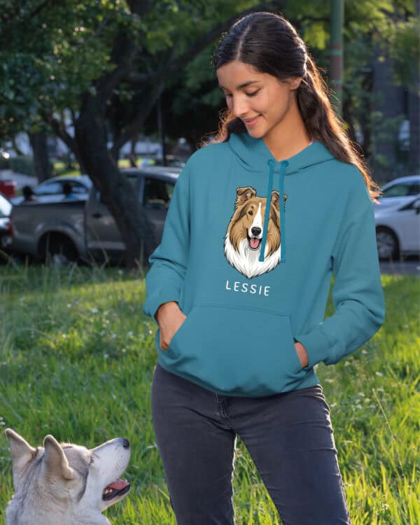 TL HO SIM 1512 (14) Bluza z kapturem <br>Collie długowłosy Personalizowana Pupil Pies