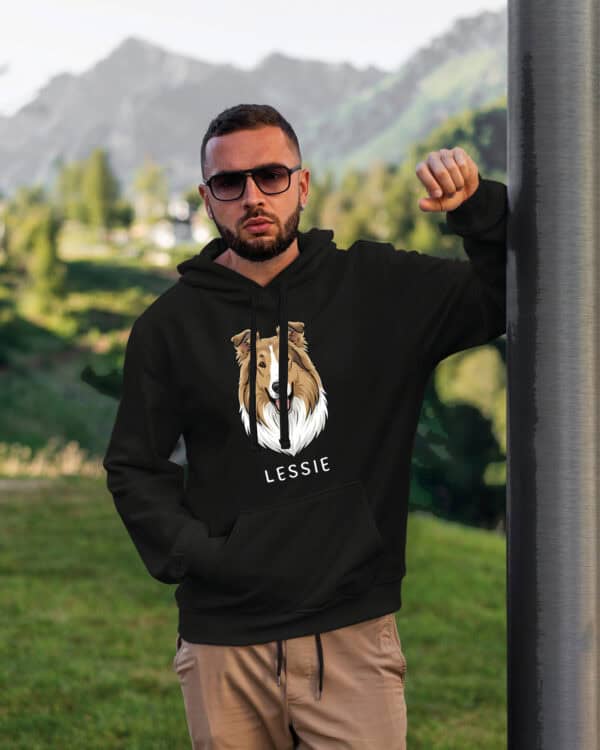 TL HO SIM 1512 (9) Bluza z kapturem <br>Collie długowłosy Personalizowana Pupil Pies