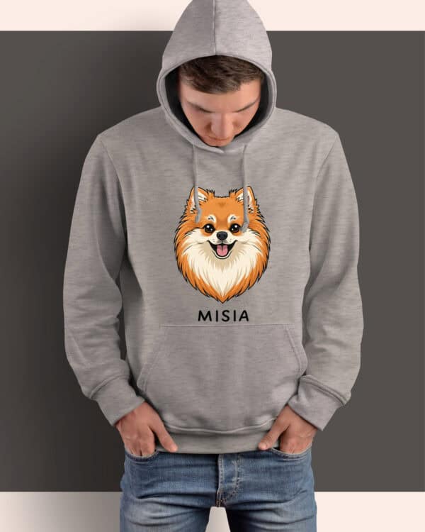 TL HO SIM 1514 (3) Bluza z kapturem <br>Szpic miniaturowy Personalizowana Pupil Pies