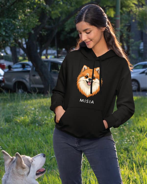 TL HO SIM 1514 (8) Bluza z kapturem <br>Szpic miniaturowy Personalizowana Pupil Pies