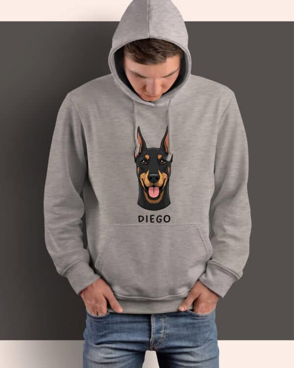 TL HO SIM 1524 (3) Bluza z kapturem <br>Doberman Personalizowana Pupil Pies