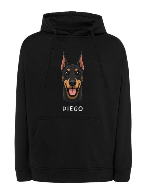 TL HO SIM 1524 (7) Bluza z kapturem Doberman Personalizowana Pupil Pies