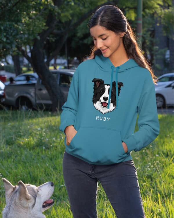 TL HO SIM 1542 (14) Bluza z kapturem <br>Border Collie Personalizowana Pupil Pies