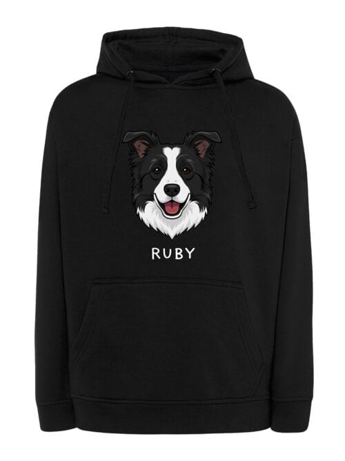 TL HO SIM 1542 (7) Bluza z kapturem Border Collie Personalizowana Pupil Pies