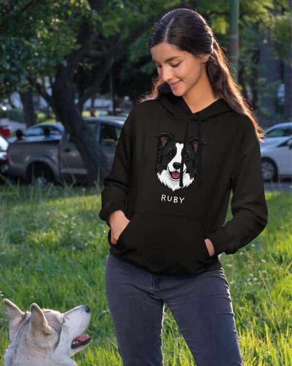 TL HO SIM 1542 (8) Bluza z kapturem <br>Border Collie Personalizowana Pupil Pies