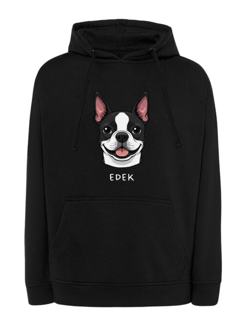 TL HO SIM 1544 (7) Bluza z kapturem Boston Terrier Personalizowana Pupil Pies