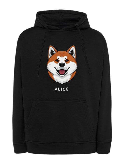 TL HO SIM 1546 (7) Bluza z kapturem Akita Inu Personalizowana Pies Pieseł