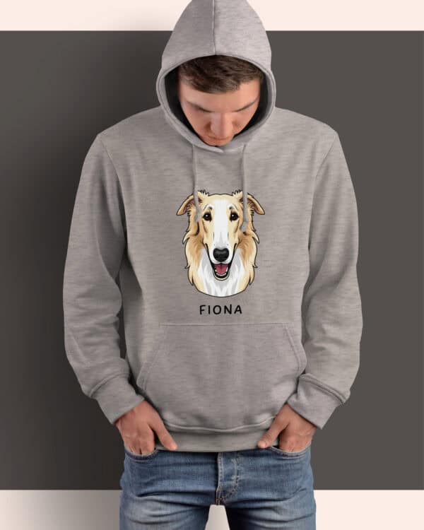 TL HO SIM 1547 (3) Bluza z kapturem <br>Chart rosyjski borzoj Personalizowana Pupil Pies