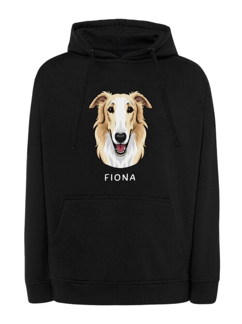 TL HO SIM 1547 (7) Bluza z kapturem Chart rosyjski borzoj Personalizowana Pupil Pies